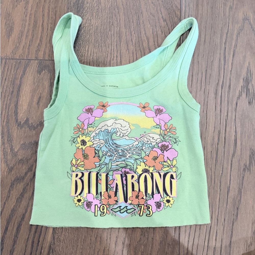 Billabong Light Green Floral Tank Top